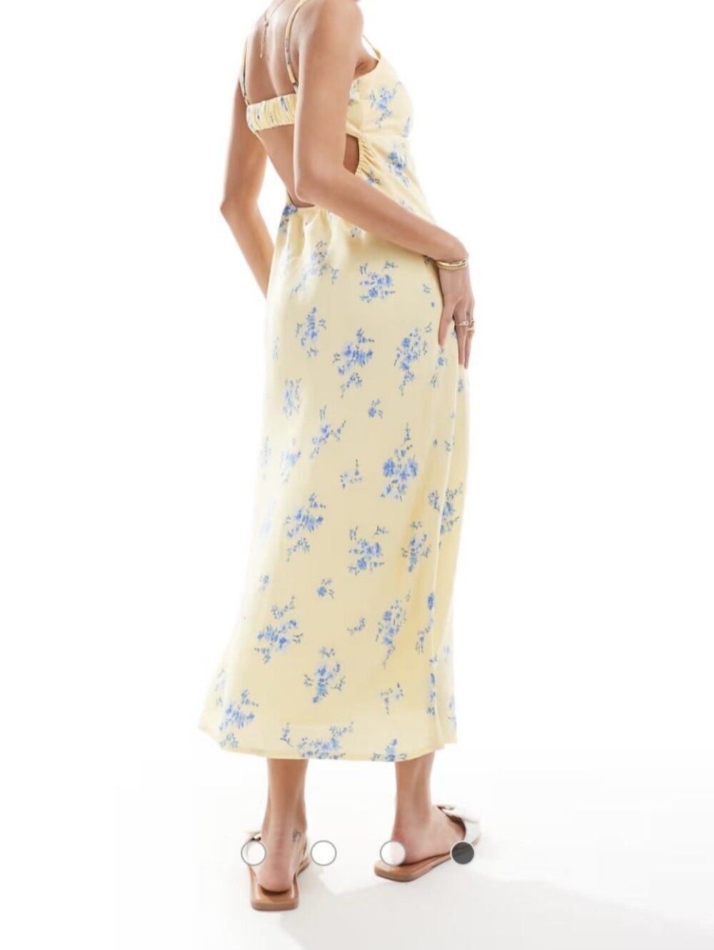 Hollister Yellow Floral Maxi Dress with Blue Print